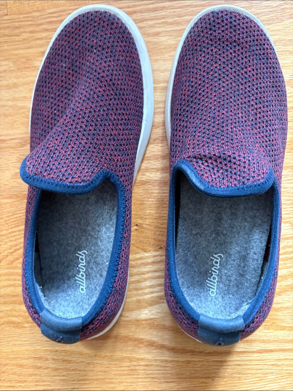 allbirds Kids Maroon and Navy Slip-On Sneakers